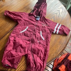 Nike, Virginia Tech, baby windbreaker onesie. 6/9 months full zip